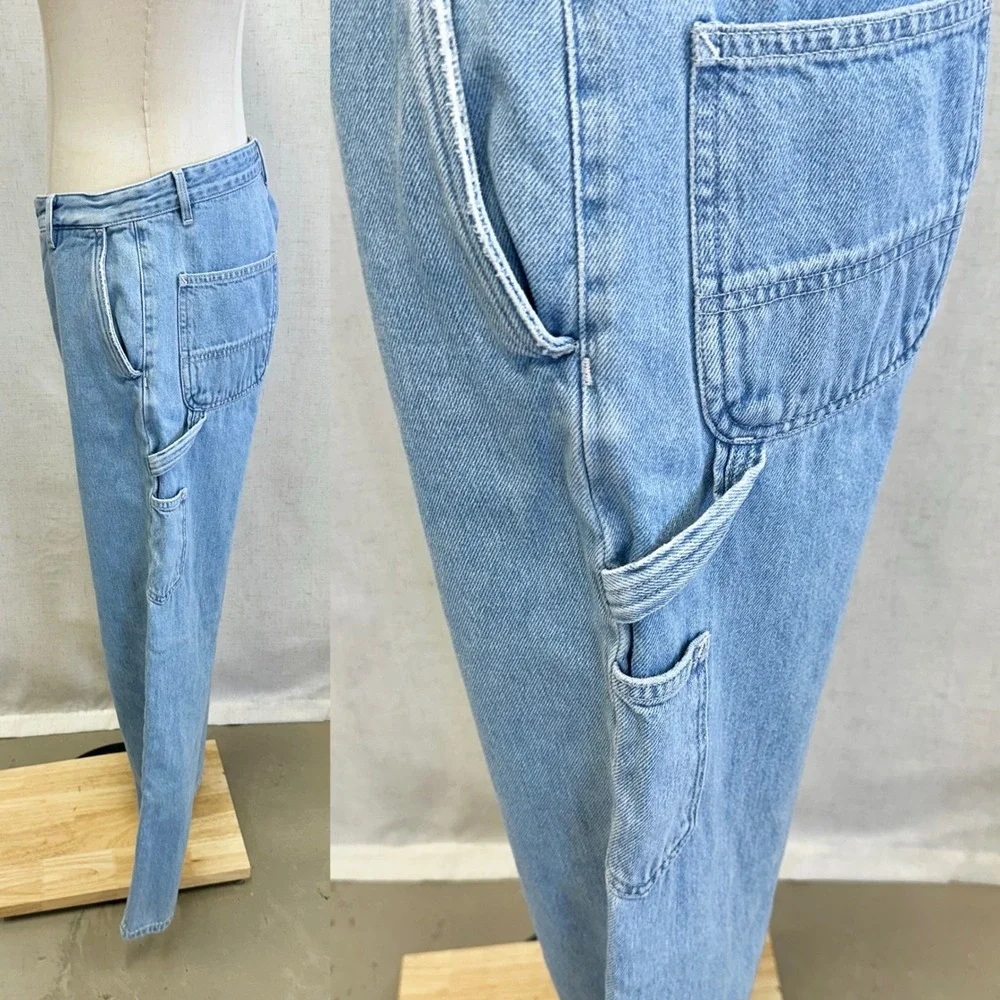 Carhartt WIP Pierce Carpenter Jeans Light Blue Wash RW Boyfriend Denim Size 28‎